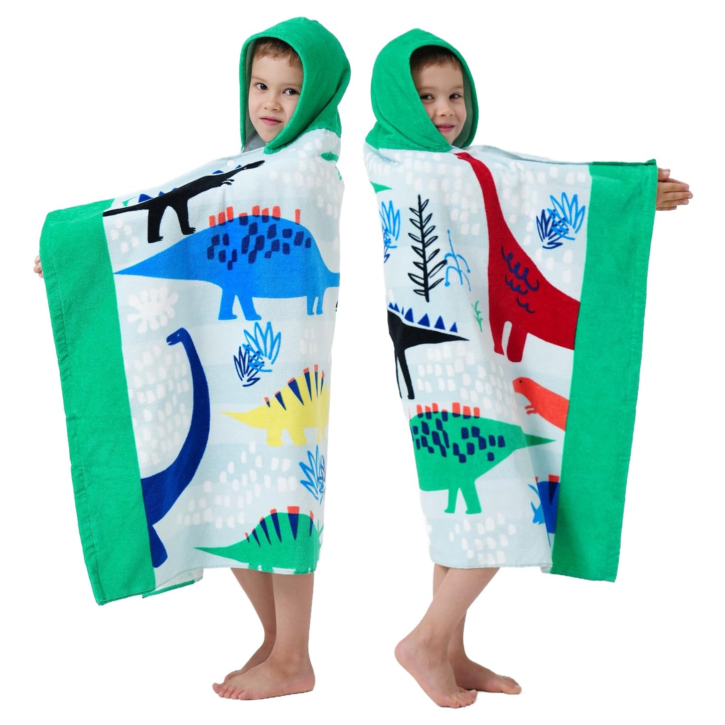 Bavilk Kids Bath Towels, Kids Towel Girls Boys Hooded Beach,Bathroom,Pool Swim Towels 30 × 50 INCH Large Size Ultra Absorbent Cute Cartoon Animal Full Vitality 100% Cotton Wearable Wrap for Child