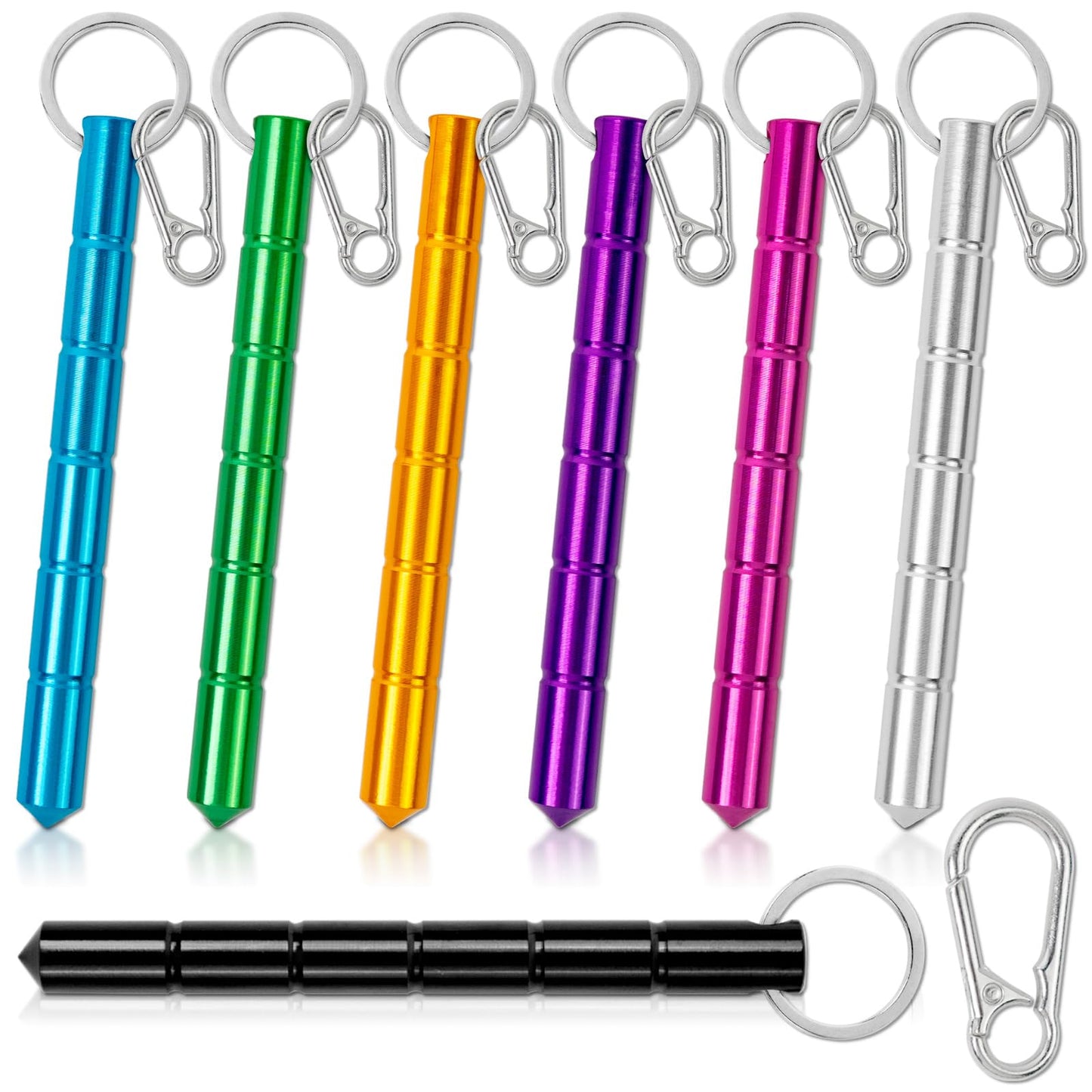 7Pcs Safety keychain Set Protection Keychain, Aluminum Keychain Keychain Set, Tactical Glass Breaker Tool, Self Defense Weapon for Women Ladies Girls (colorful)