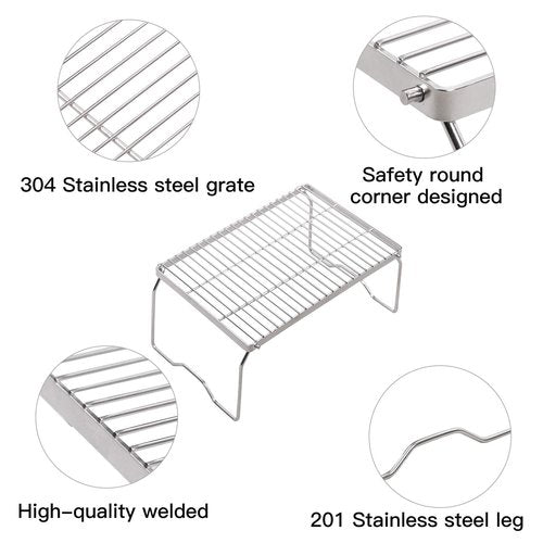 REDCAMP Small Folding Campfire Grill 304 Stainless Steel Grate + Large Folding Campfire Grill 304 Stainless Steel Grate
