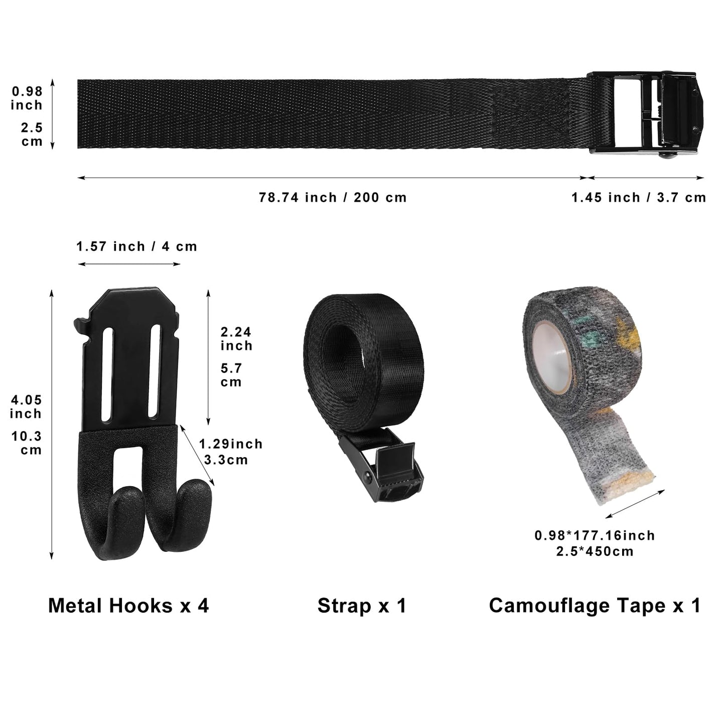 FUNANASUN Treestand Strap Hangers for Hunting Gear, Tree Saddle, Tree Stand Accessories, Bow Hanger, Archery Bow Hunting Gear with 3 Metal Gear Hooks