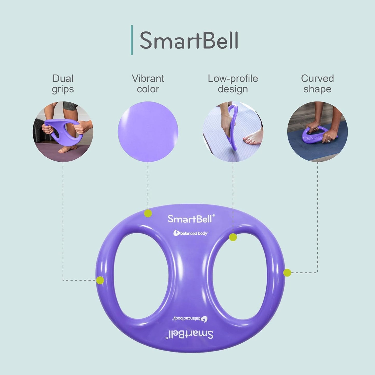 SmartBell Ergonomic Pilates Dumbbell - Two-Handed Exercise Weight for Home Gym