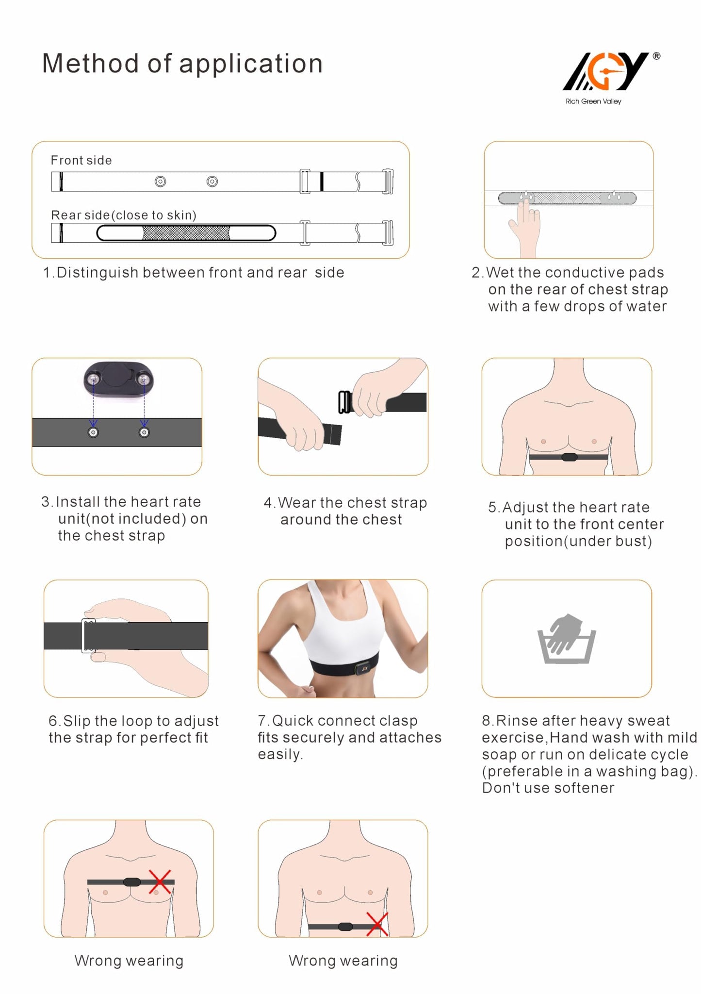 Rich Green Valley Heart Rate Monitor Chest Strap for myzone Replacement Strap Compatible with MYZONE MZ-3 MZ-1 Strap SweatProof & Waterproof Pro Chest Belt (Red, Medium)