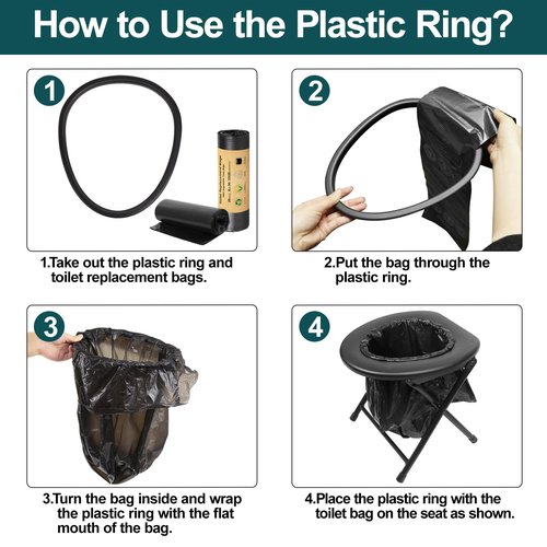 BLIKA Portable Toilet for Camping & Travel - 300LBS Weight Capacity, Folding Toilet with Removable Plastic Ring and Bags
