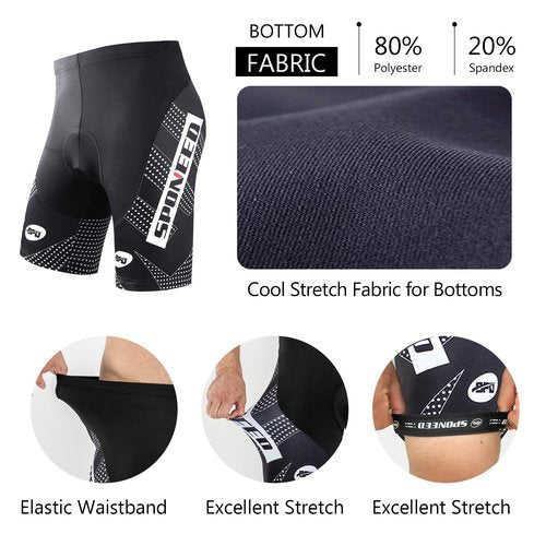 Men Cycling Clothing Set Reflective Biking Jersey with Pockets Polo Cycle Outfit Padding Shorts US L Yellow Black