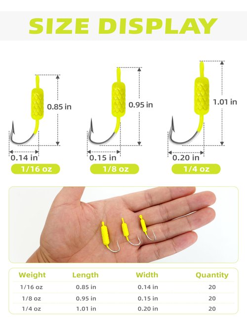 BLUEWING Yellowtail Snapper Jigs Fishing with High Carbon Steel Hook 1/4oz Jighead Lead Head for Saltwater and Freshwater, 20pcs Yellow