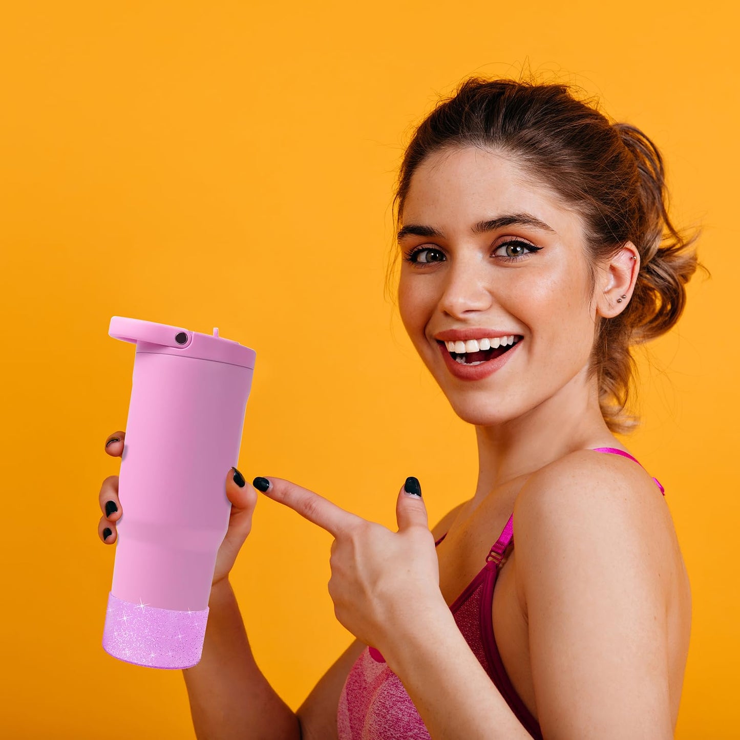 Allwith 2PCS Glitter Silicone Boot for Hydrojug Traveler 40 oz, Anti-Slip Protective Sleeve for Hydrojug Stainless Steel Tumbler, Bottom Cover Base Accessories