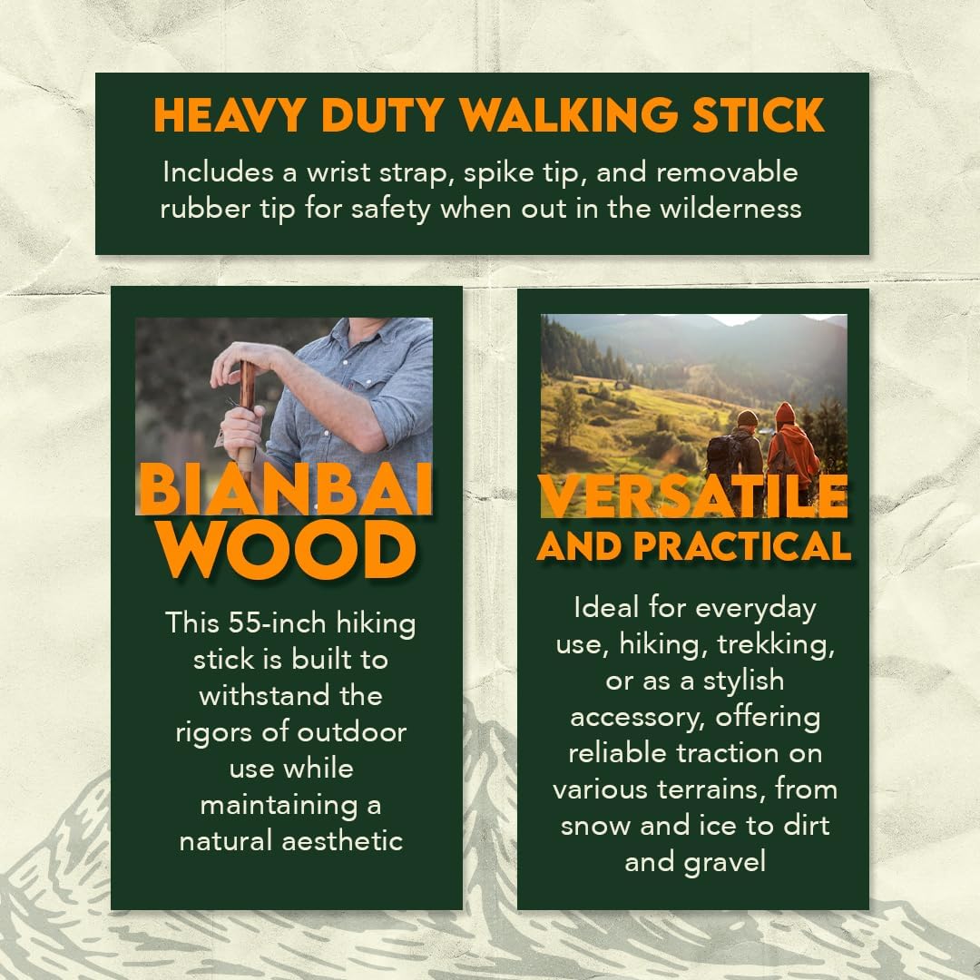 SE Survivor Series 55" Hand Carved Wolf Hiking Stick, Weatherproof, Rope Wrapped, Metal Tip - WS626-55RW