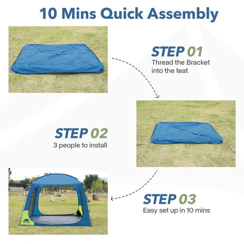 OakPedion 10 X 10ft Screen House Room for Camping, Screened Mesh Net Wall Canopy Tent, UPF 50+ Screen Tent with Floor for Patios Outdoor Camping Activities
