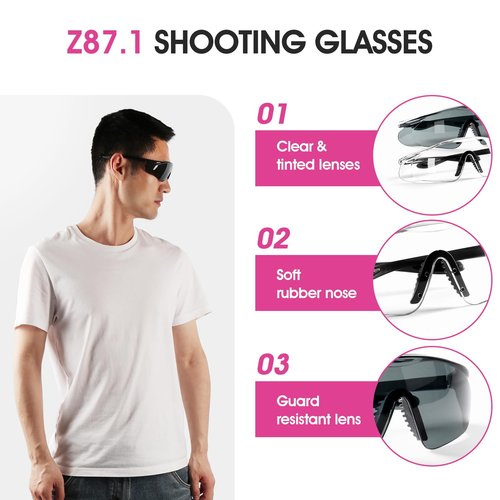 YINSHOME Shooting Ear Protection Earmuffs, Gun Safety Glasses, Earplugs, Protective Case