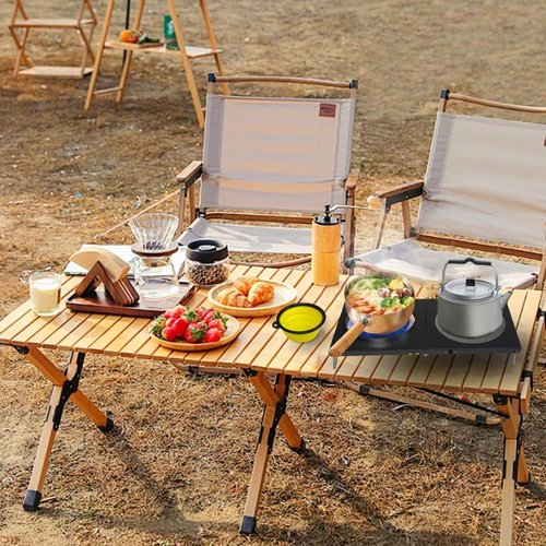 Portable Camping Gas Stove 4800W, Foldable Camp Stove Backpacking Stove with Piezo Ignition for Outdoor Backpacking Hiking and Picnic