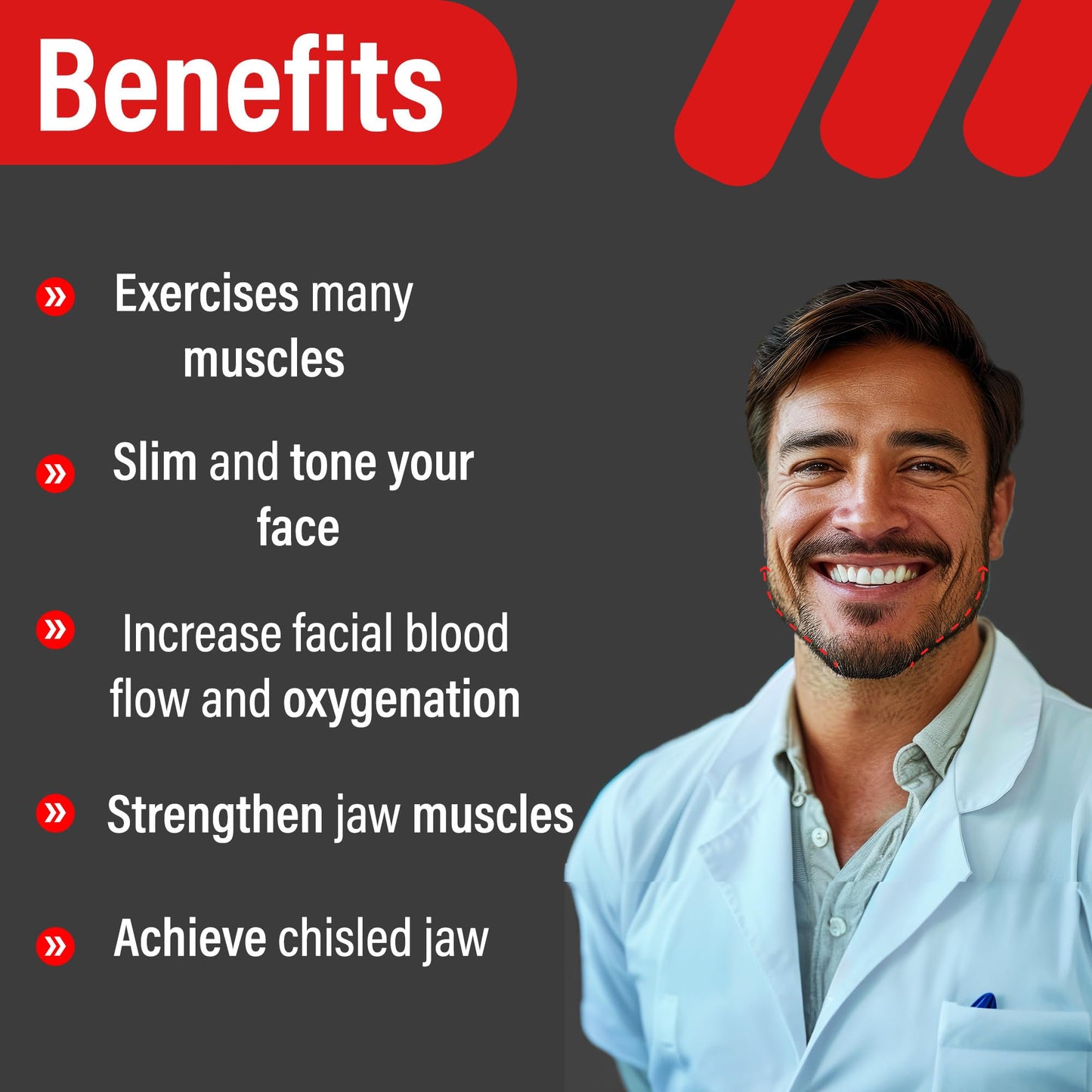 JawRx Jawline Exerciser, Double Chin Eliminator, Face Lift Device, Jaw Strengthener, 6 PCS Jawline Shaper for Men and Women, 3 Resistance Levels