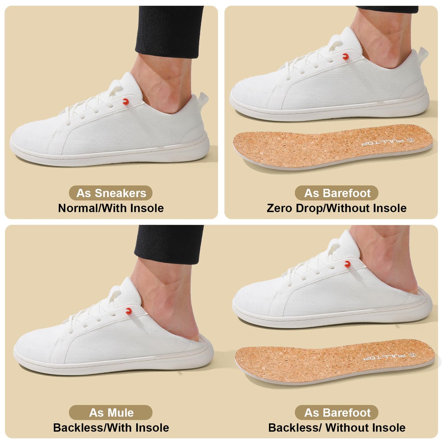 Barefoot Wide Toe Box Shoes for Women - Minimalist Barefoot Shoes with | Zero Drop Sole | Extra Wide Slip on Walking Shoes for Women White Size 8 Wide