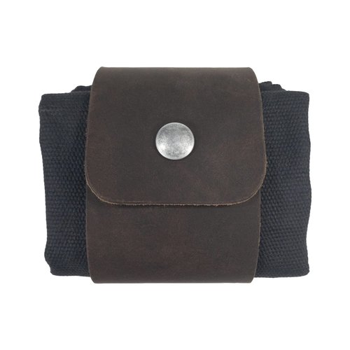 Hide & Drink, Foraging Pouch (Collapsible) for Hiking, Treasures & Seashells Bag, Easy Looping Around Belts, Grocery Storage, Waxed Canvas, Handmade, Charcoal Black/Bourbon Brown