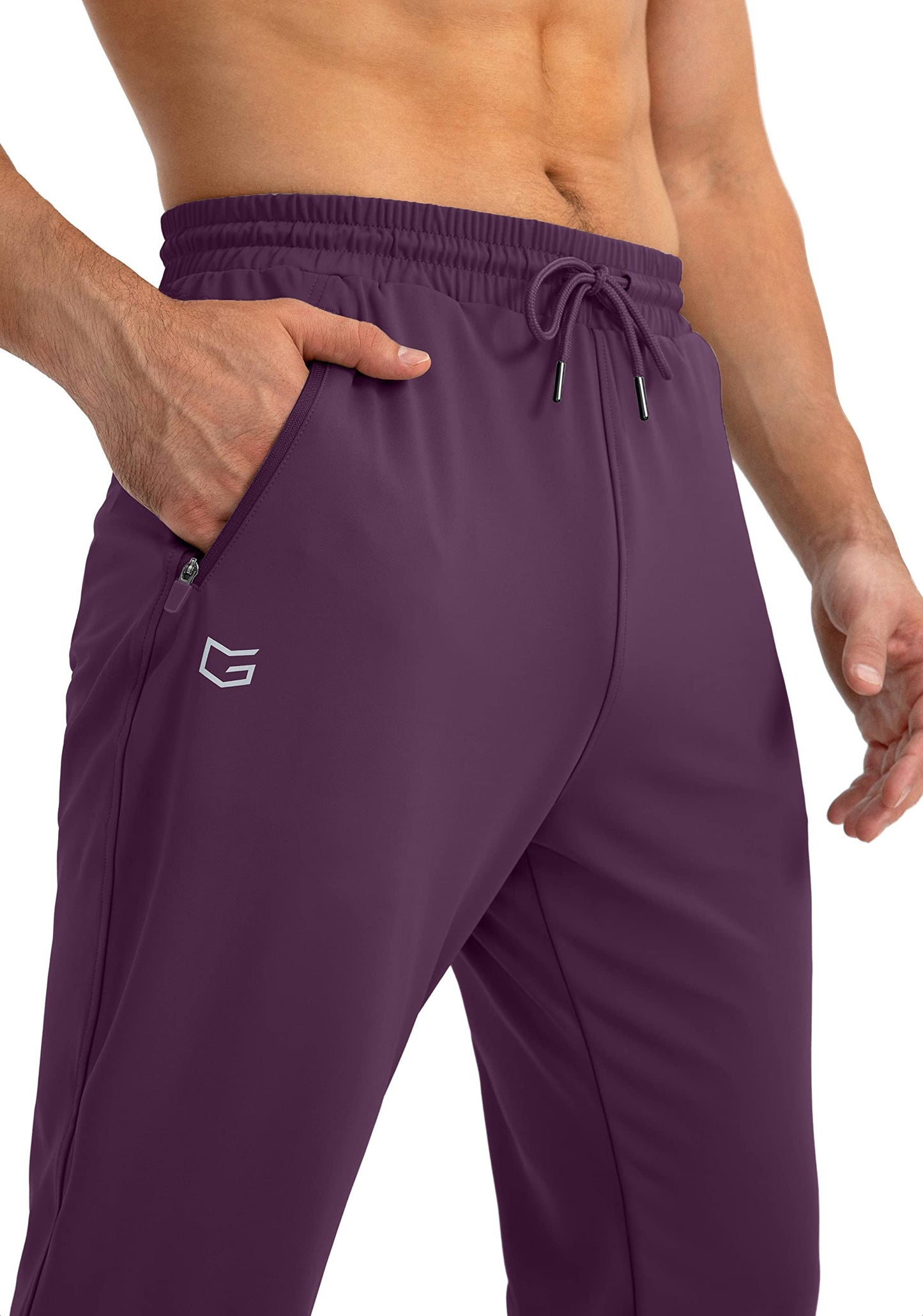G Gradual Men's Sweatpants with Zipper Pockets Tapered Joggers for Men Athletic Pants for Workout, Jogging, Running (Wine Red, 3X-Large)