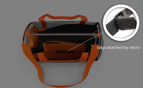 Black Modular Gym Bag with Orange Straps | Versatile Fitness Tote for Active Lifestyle