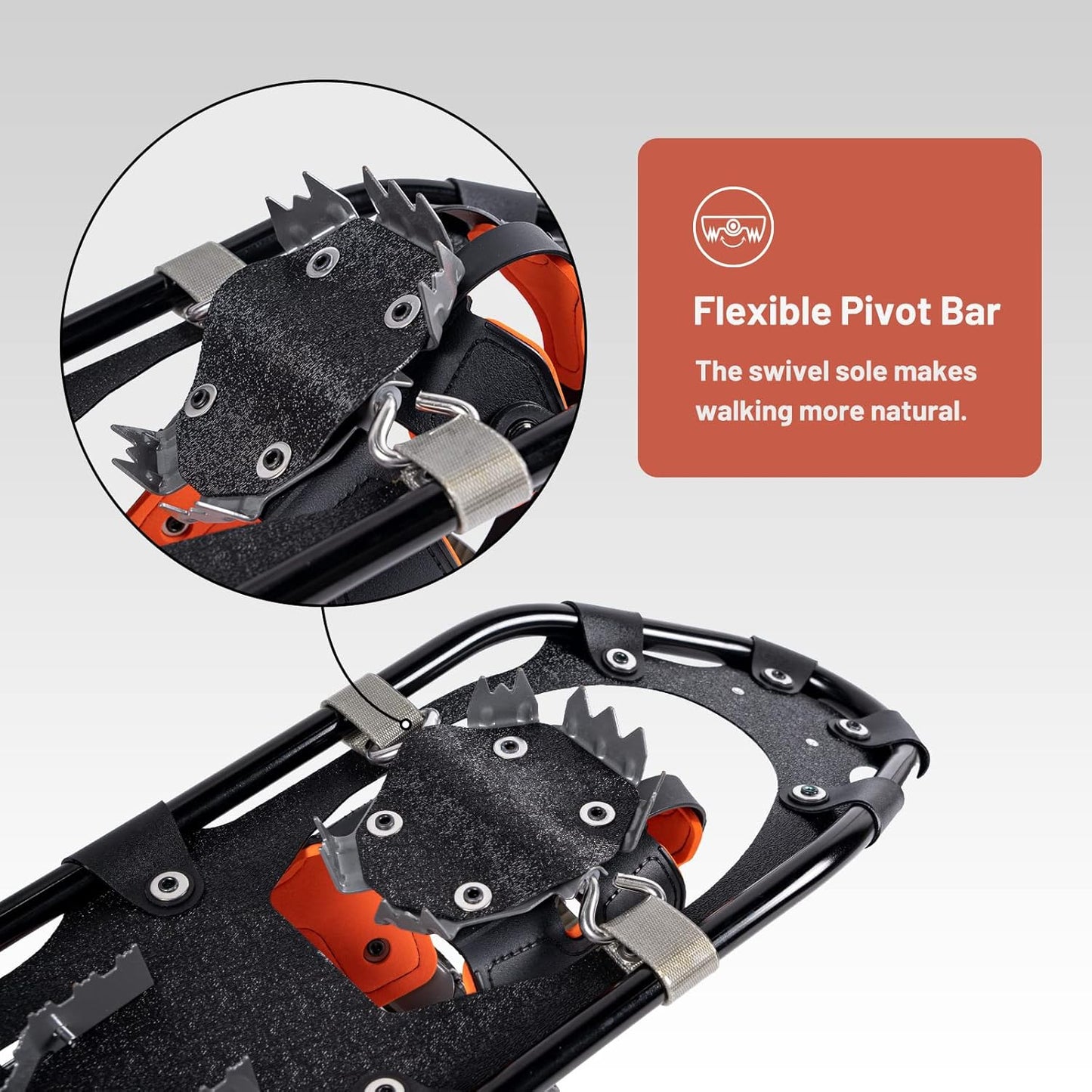 G2 21/25/30/36 Inches Light Weight Snowshoes with Toe Box, EVA Padded Ratchet Binding, Heel Lift, Flexible Pivot Bar, Durable Back Strap, Trekking Poles, Carrying Bag, Snow Baskets(6 colors available)