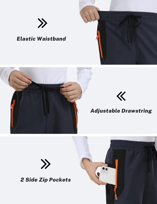 MoFiz Kids Fleece Lined Winter Hiking Pants - Waterproof Insulated Outdoor Pants Dark Gray 10-12