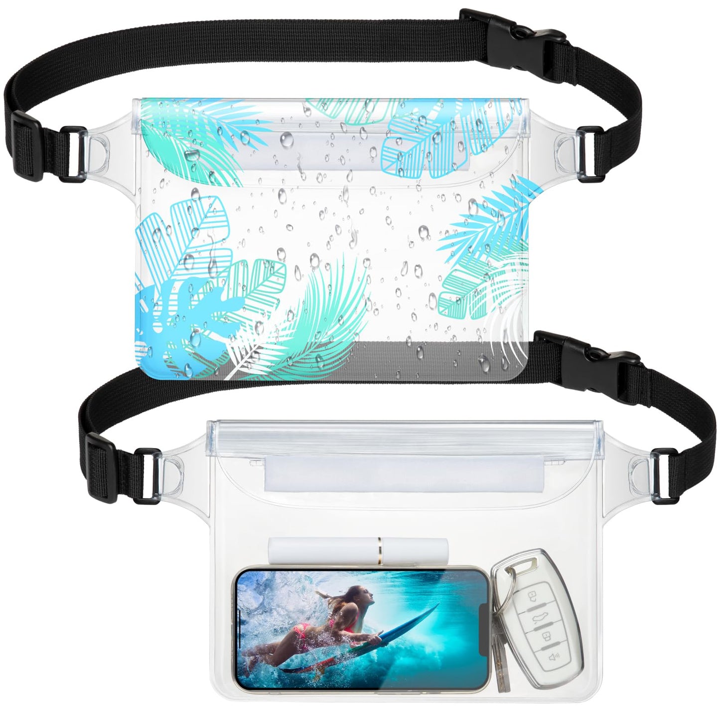 F-color Waterproof Fanny Pack - Cruise Essentials 2026 - Waterproof Pouch with Adjustable Waist Strap, Triple Zipper Roll-Top Dry Bag for Phone, Keep Passport Valuables Dry for Beach Kayaking Boating