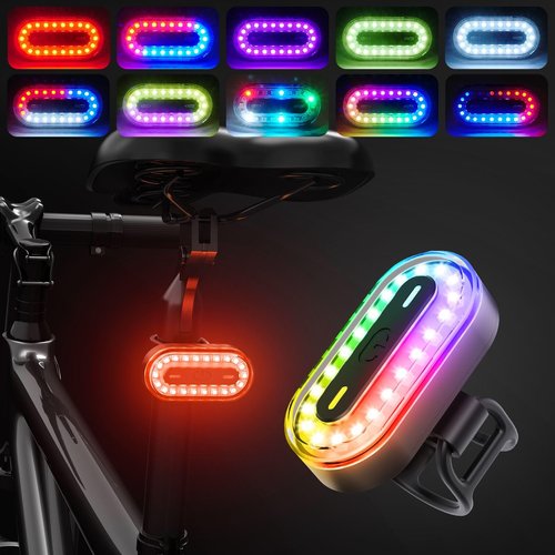 RGB Bike Lights,Roller Skate Lights,LED 7 Light Mode Options 14Colours Safety Light, USB-C Rechargeable Bright Roller Skate/Bike/Scooter Safety Flashlights for Adults/Kids/Men/Women