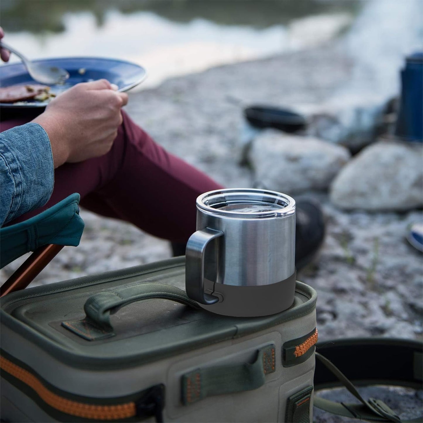 Mug Protective Boot Compatible with YETI Rambler 14 oz Silicone Boot Bottom Sleeve/YETI Rambler 14 oz Stackable Mug Bottom Protector/Anti-Slip Bottom Sleeve Cover /YETI Rambler 14 oz Accessories