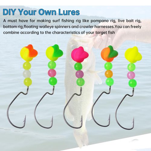 MAFIMOEA 45 Pack Fishing Rig Float Pompano Rigs Float for Spinner Rig Making Fly Fishing Strike Indicators for Trout Catfish Walleye (Mixed Color kit, 45pcs)