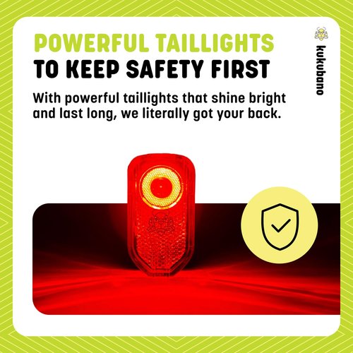 Kukubano High-Visibility LED Headlight and Taillight Set - 300 Lumens Front Beam, Rear Light, USB Rechargeable, Waterproof, Long Battery Life, for Intermediate to Advanced Bikers (300 Lumens)