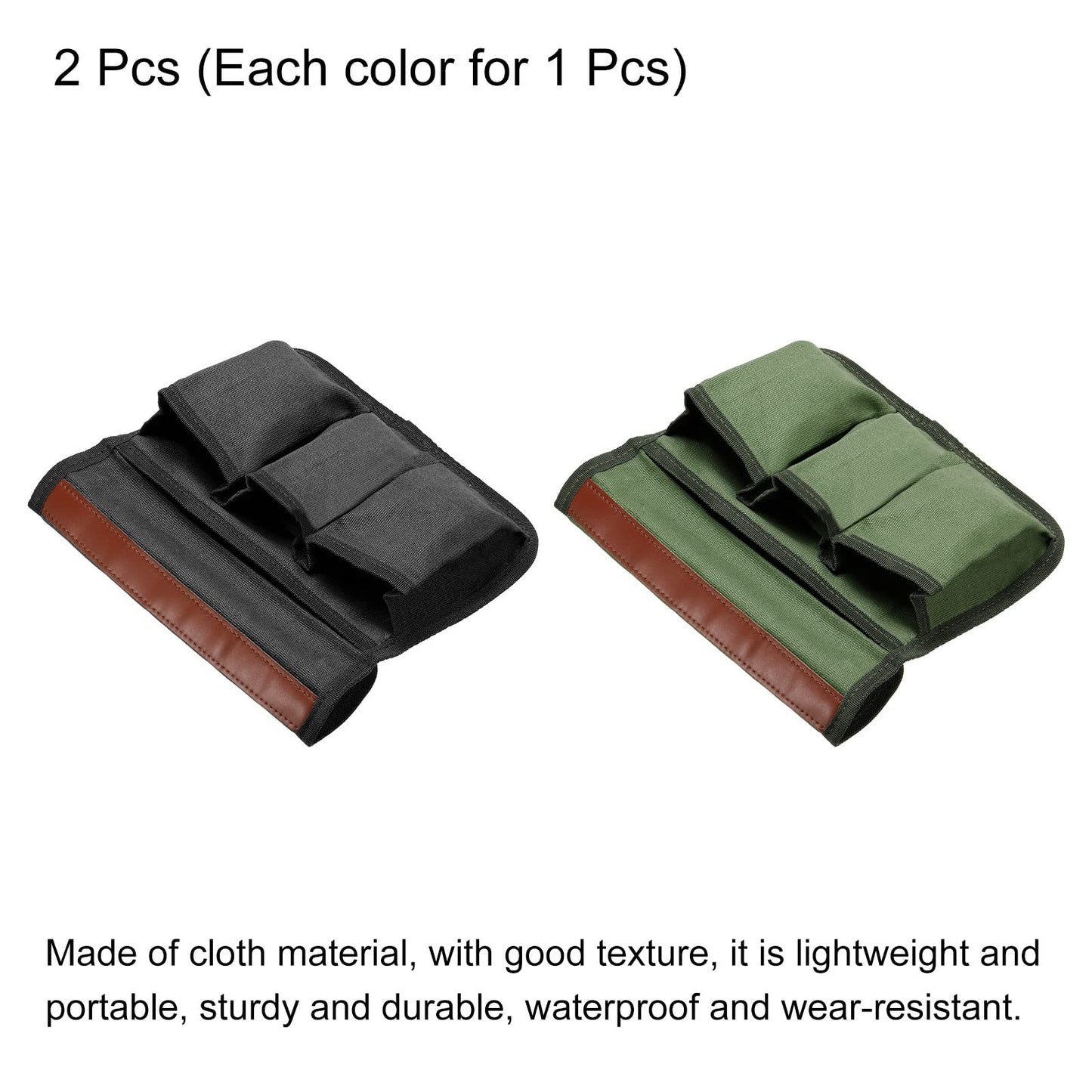 PATIKIL Chair Armrest Organizer, 2 Pack Outdoor Folding Chairs Arm Rest Side Magazines Snacks Bag Waterproof Storage Pouch for Camping, Black Green
