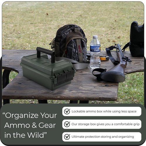 Prothens Lockable Ammo Storage Case for Ammo Cans | Military Waterproof Case & Airtight Ammo Containers Box | Ammunition Storage Boxes | Hunting Gear & Shooting Accessory | Water and Dust Resistant
