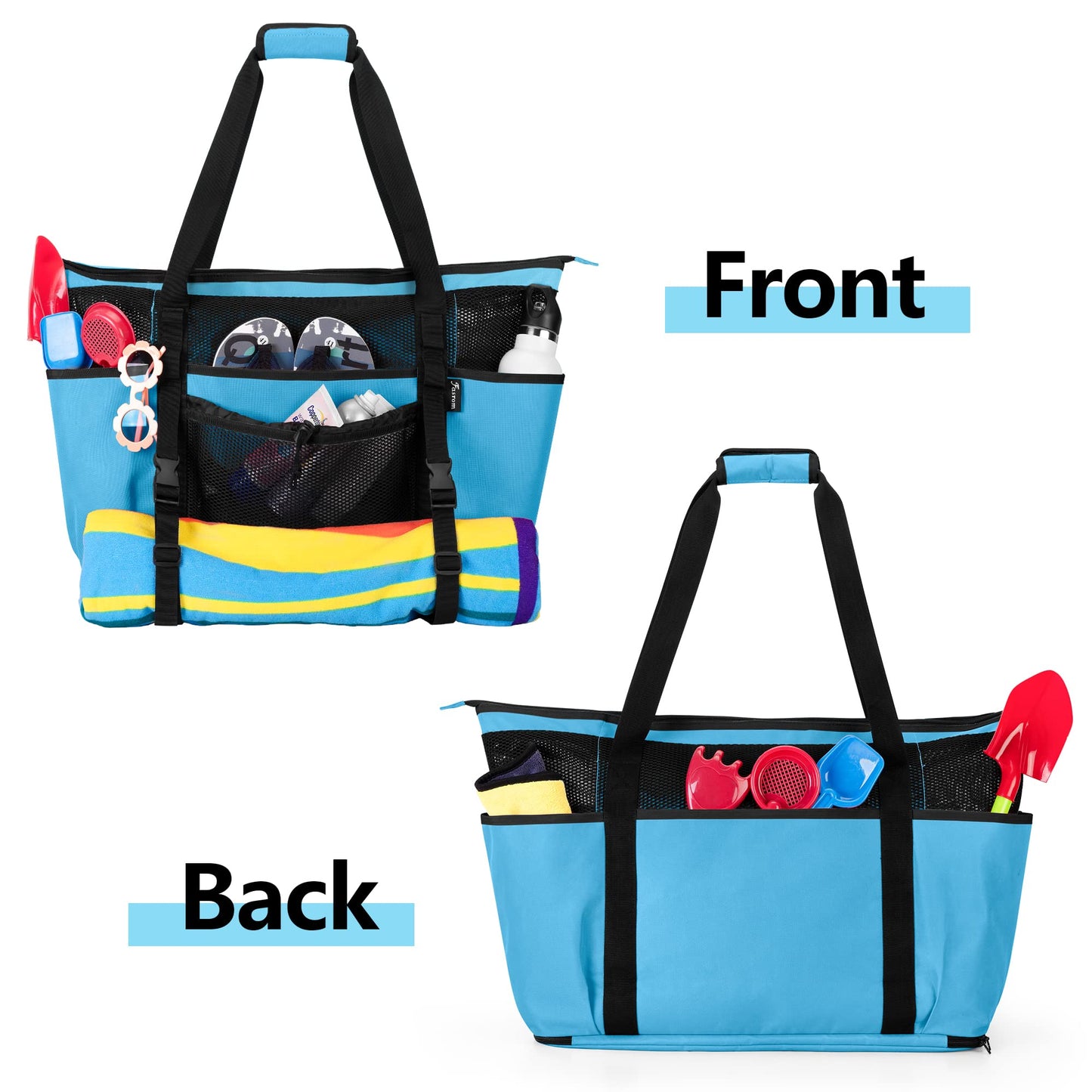 Fasrom Extra Large Mesh Beach Bag Bundle with Mesh Beach Backpack for Beach or Pool Trip