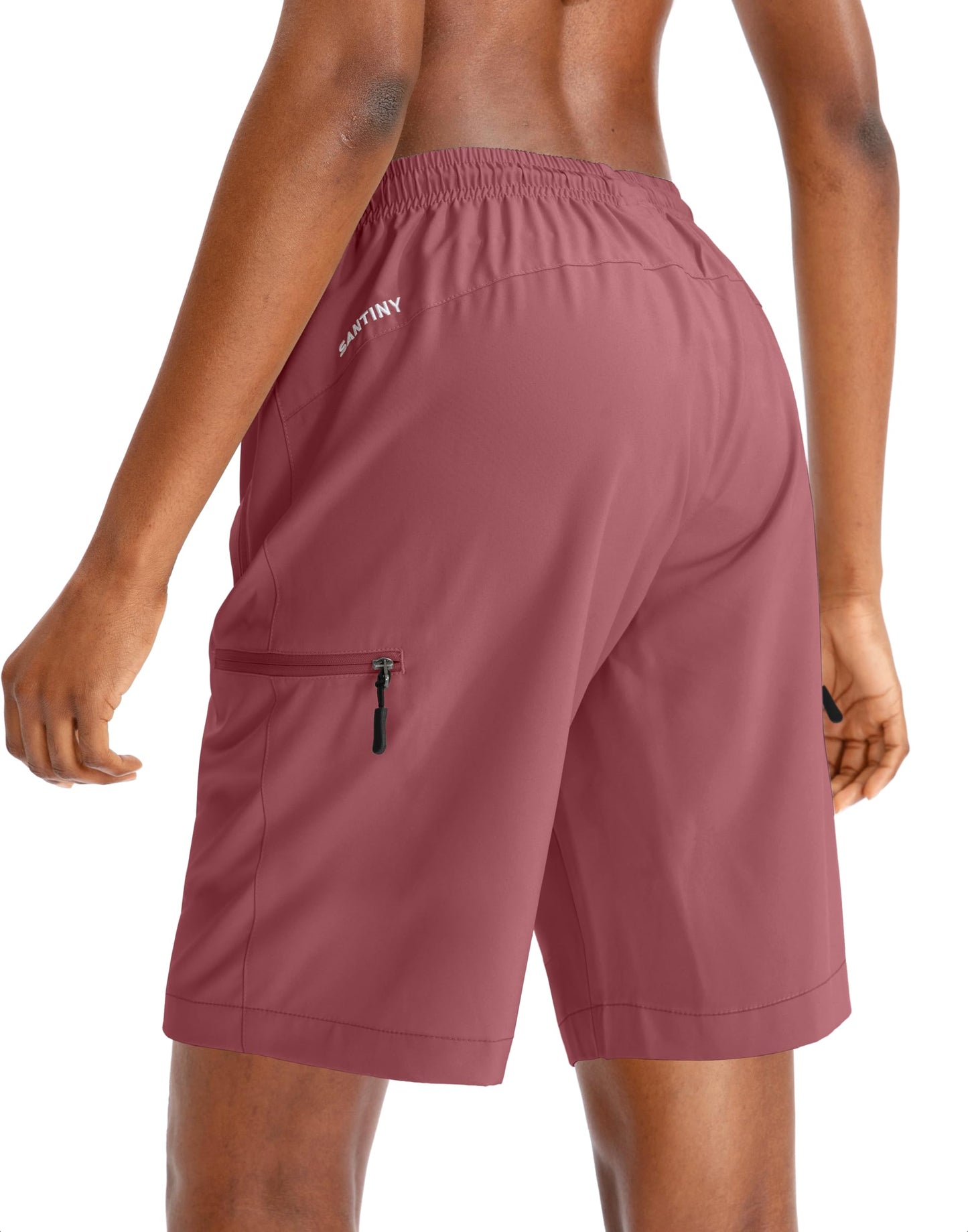 SANTINY Women's 5''/ 7''/9'' Hiking Cargo Shorts Quick Dry Lightweight Summer Shorts for Women Athletic Zipper Pockets(Dusty Pink_3XL)