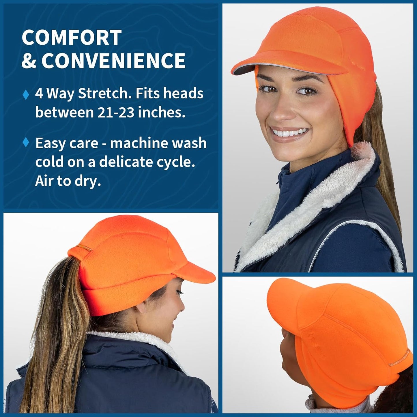 TrailHeads Fleece Ponytail Hat for Women – Trailblazer Reflective Winter Hat with Ponytail Hole for Workouts