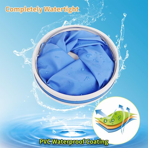 TSBSHum Collapsible Bucket with Handle,3.43 Gal Folding Bucket,Made of 600D Waterproof Oxford Cloth,Use as a Water Bucket,Fishing Bucket,Car Wash Bucket,Collapsible Trash Can,for Camping and Outdoors
