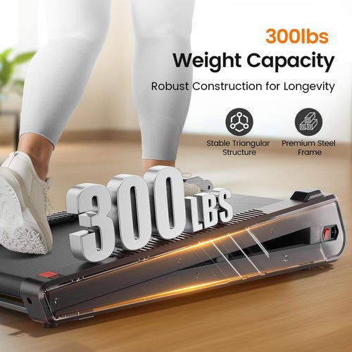 Repower Small Walking Pad for Home and Office, Portable Under Desk Treadmill with Fixed 7% Incline and Adjustable 2% Incline, 300LBS Capacity—Orange