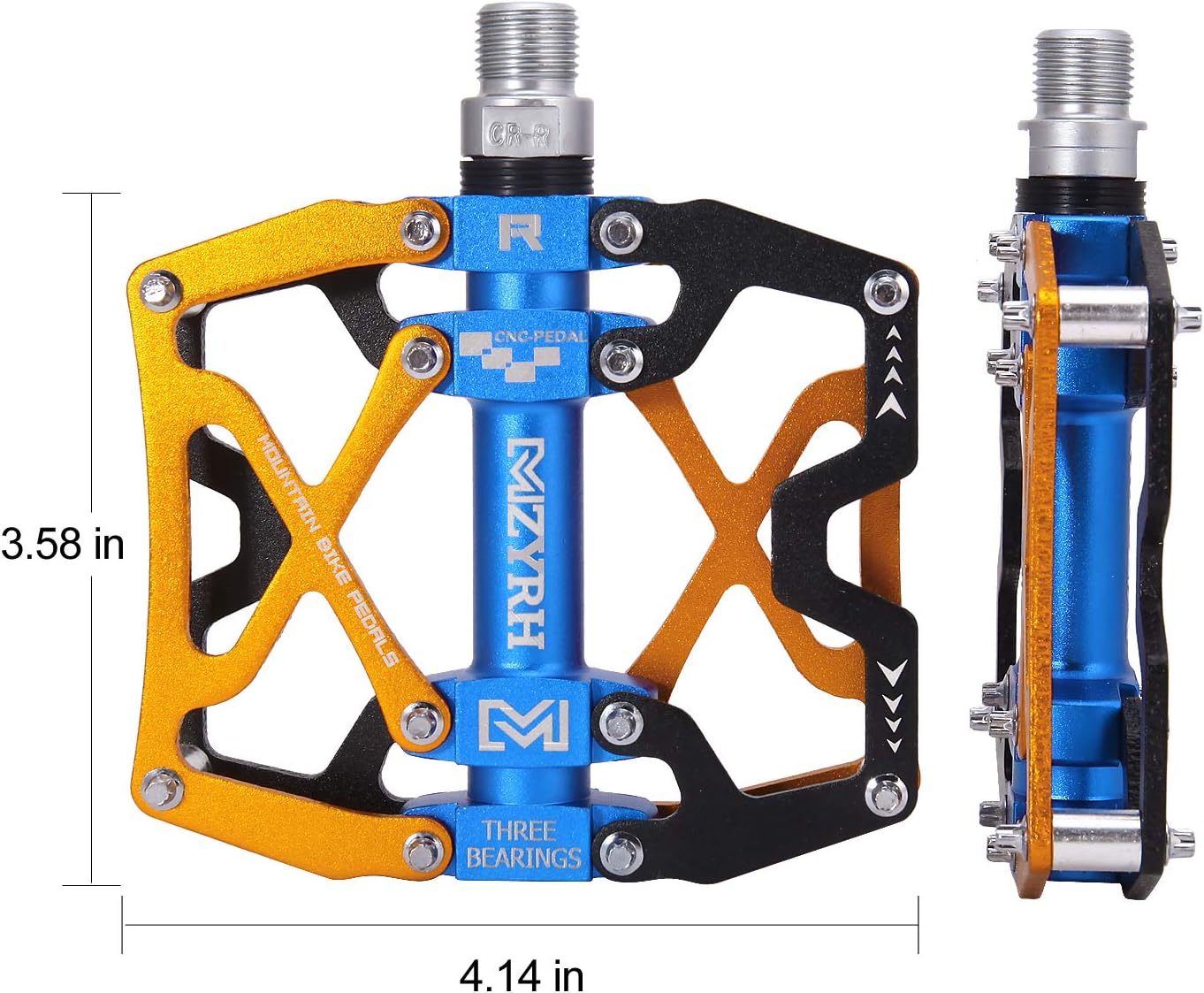 Mountain Bike Pedals, Ultra Strong Colorful CNC Machined 9/16" Cycling Sealed 3 Bearing Pedals