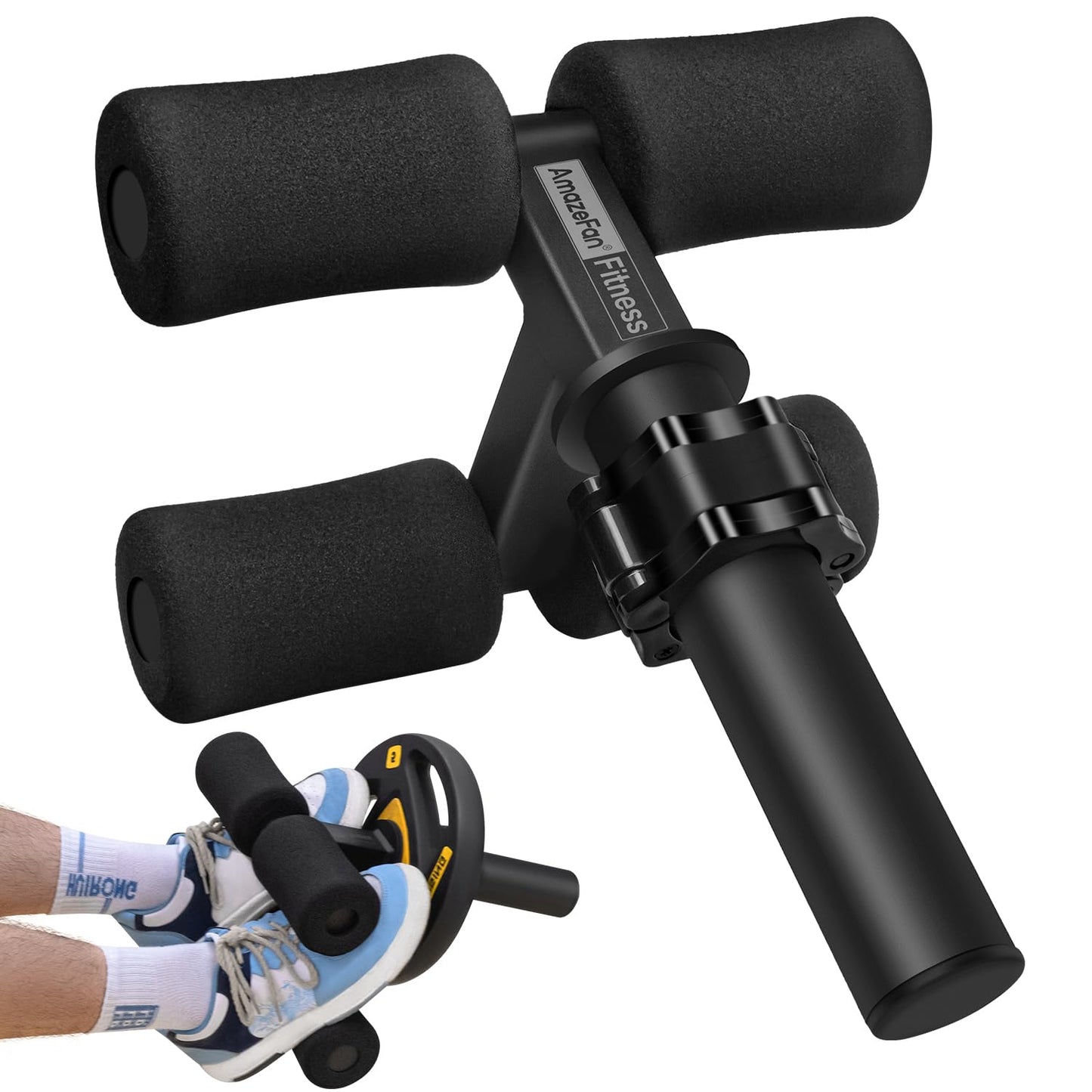 AmazeFan Tib Bar, Tibialis Trainer Leg Workout, Knees Over Toes Tibia Dorsi Calf Machine for Strength Training Calves/Shins/Ankles and Ripping Lower Leg Muscles, Fit 2" Weight Plates and All Shoe Size