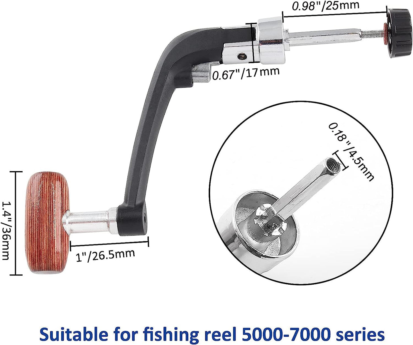 Fishing Spinning Reel Handle Replacement,Fishing Reel Rotary Knob Power Handle for Fishing Handle Replacement Parts
