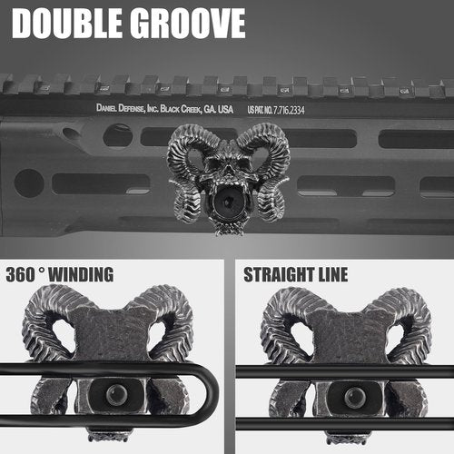 ZBULAR Devil-Horn-G2 Pressure Switch Cable Guides Decorations That Make Your AR-Look Cool Compatible with M-LOK System, Flashlight Laser Wire Management Clips Cable Clips are Used to Route and Secure
