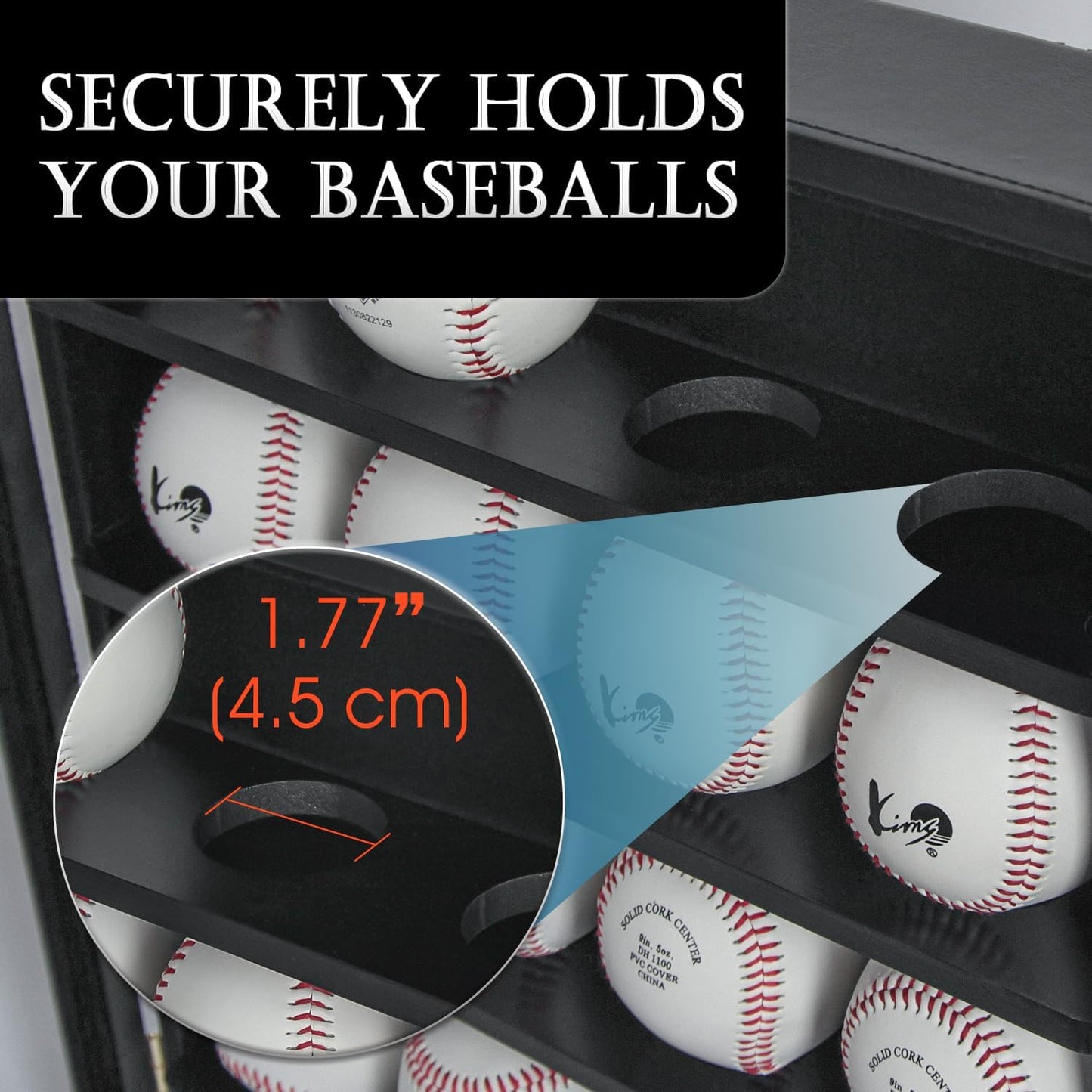J JACKCUBE DESIGN JackCubeDesign 20 Baseball Display Case Wall Mount Leather Cabinet Wood Shelf Sports Storage Acrylic Cover Rack with Protection 2 Knob(14.2 x 3.9 x 18 inches) – :MK104