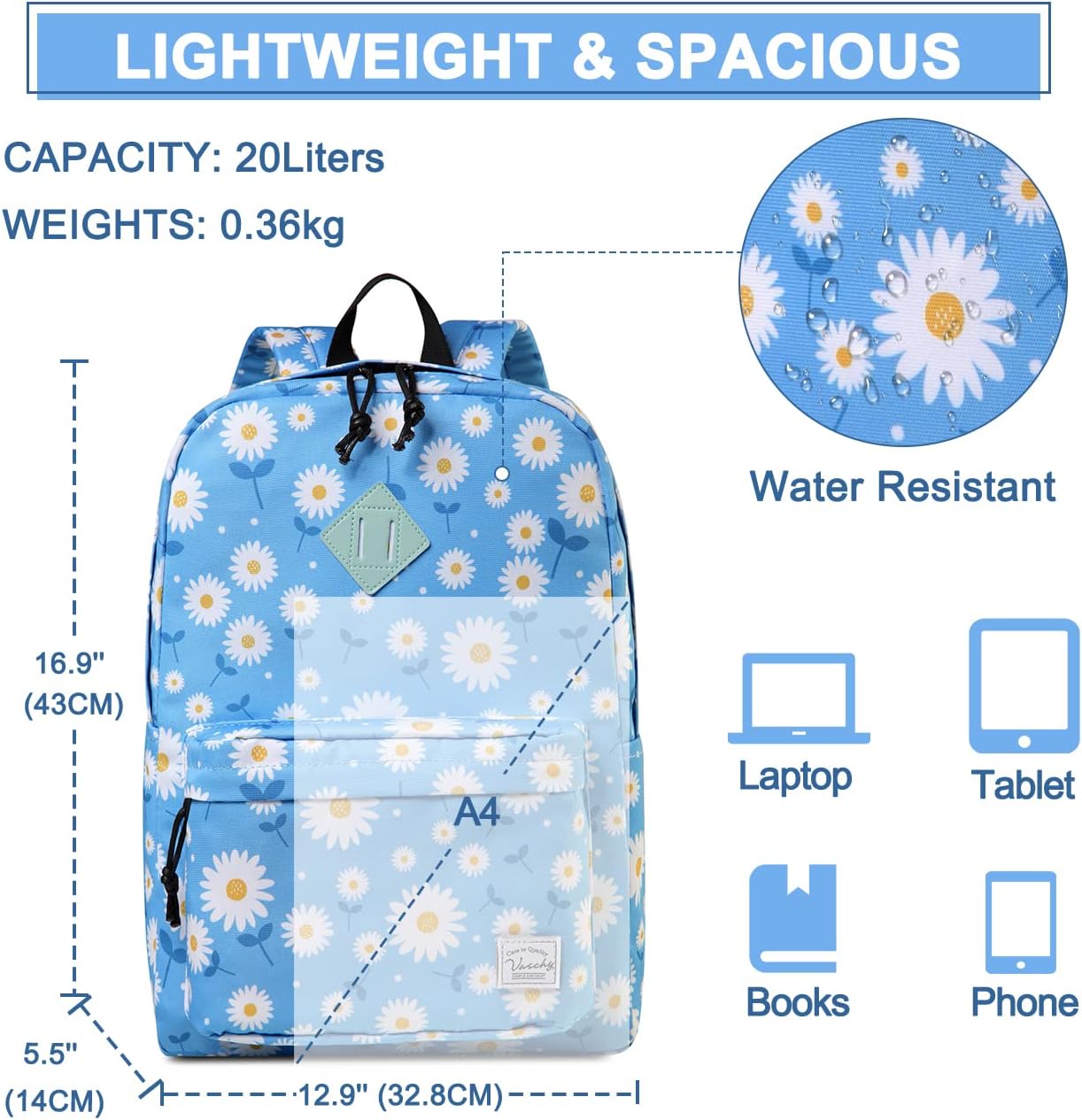 VASCHY Backpacks Handbags, Lavender, M
