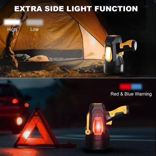 MIXILIN Rechargeable Spotlight 90,000 Lumens, Super Bright LED Spotlight Flashlight Outdoor with COB Light & Foldable Tripod, 10000ɱAh Long Lasting Large Handheld Spot Light for Boating Camping