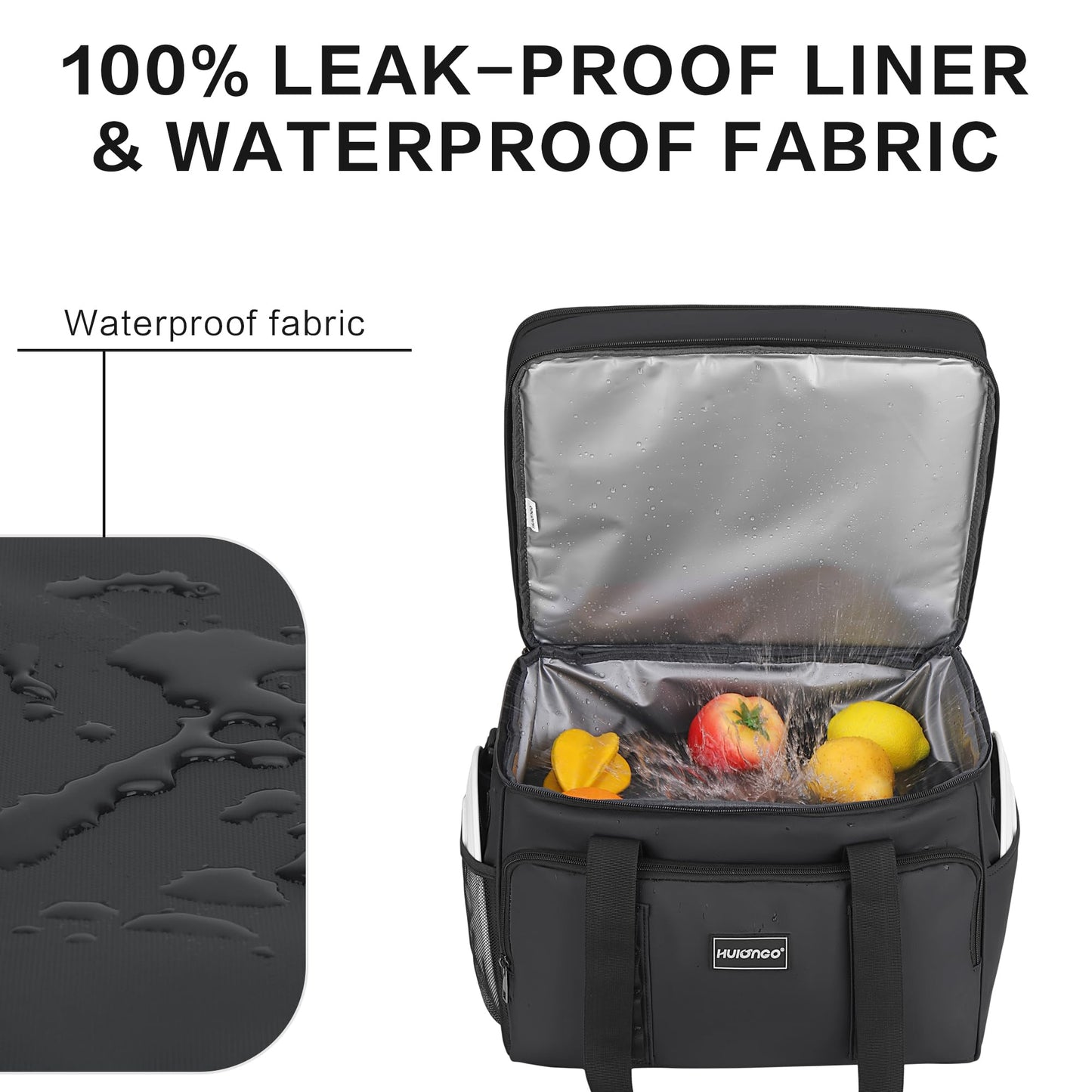 Hulongo Insulated Soft Cooler Bag, Large Ice Coolers Soft Sided Ice Chest for Beach, Camping, Car, Collapsible and Portable, 42L, 60Cans, Black