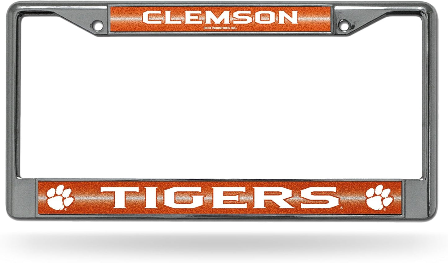 Rico Industries NCAA 12" x 6" Silver Bling Chrome Car/Truck/SUV Auto Accessory