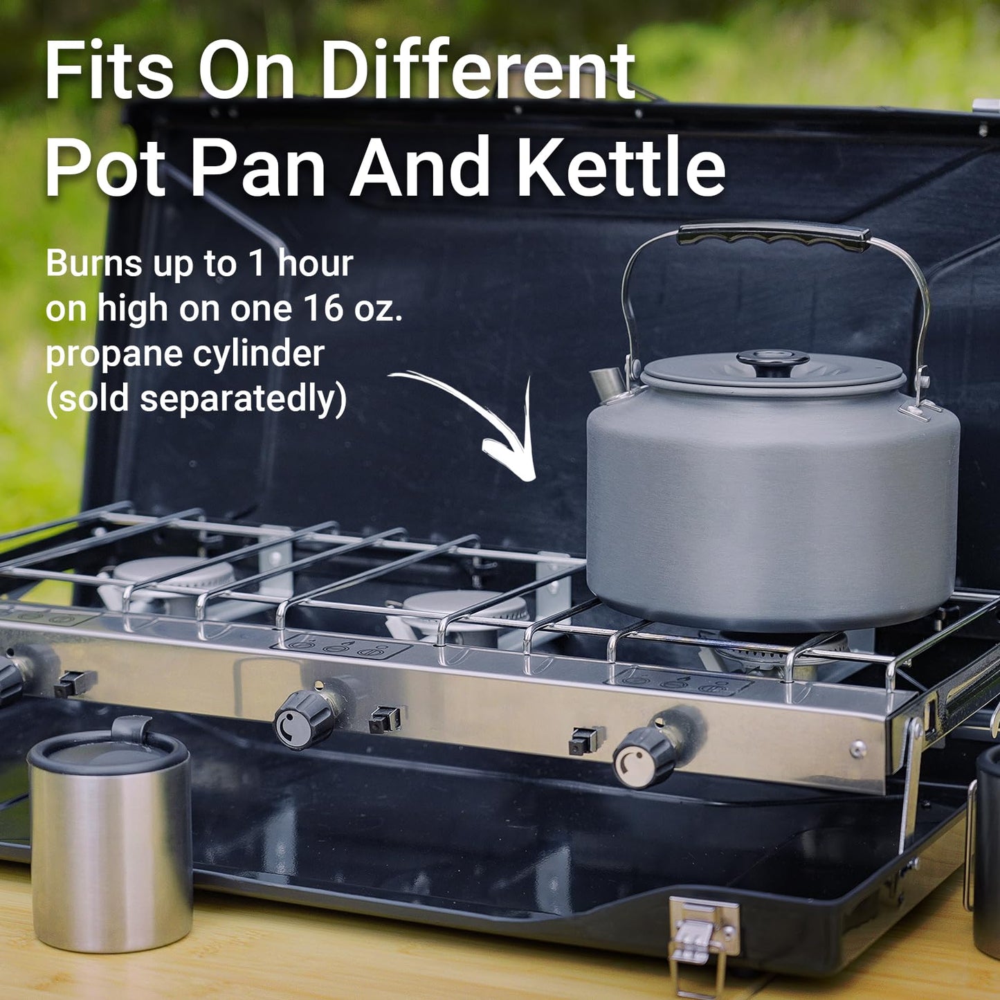 FineFlame Camping Stove, 3 Burner Propane Portable Camp Stove with Regulator, Push-Button Instant Ignition, Portable Camp Grill, Adjustable Burners for Car Camping Outdoor Cooking (BLACK-19800 BTUs)