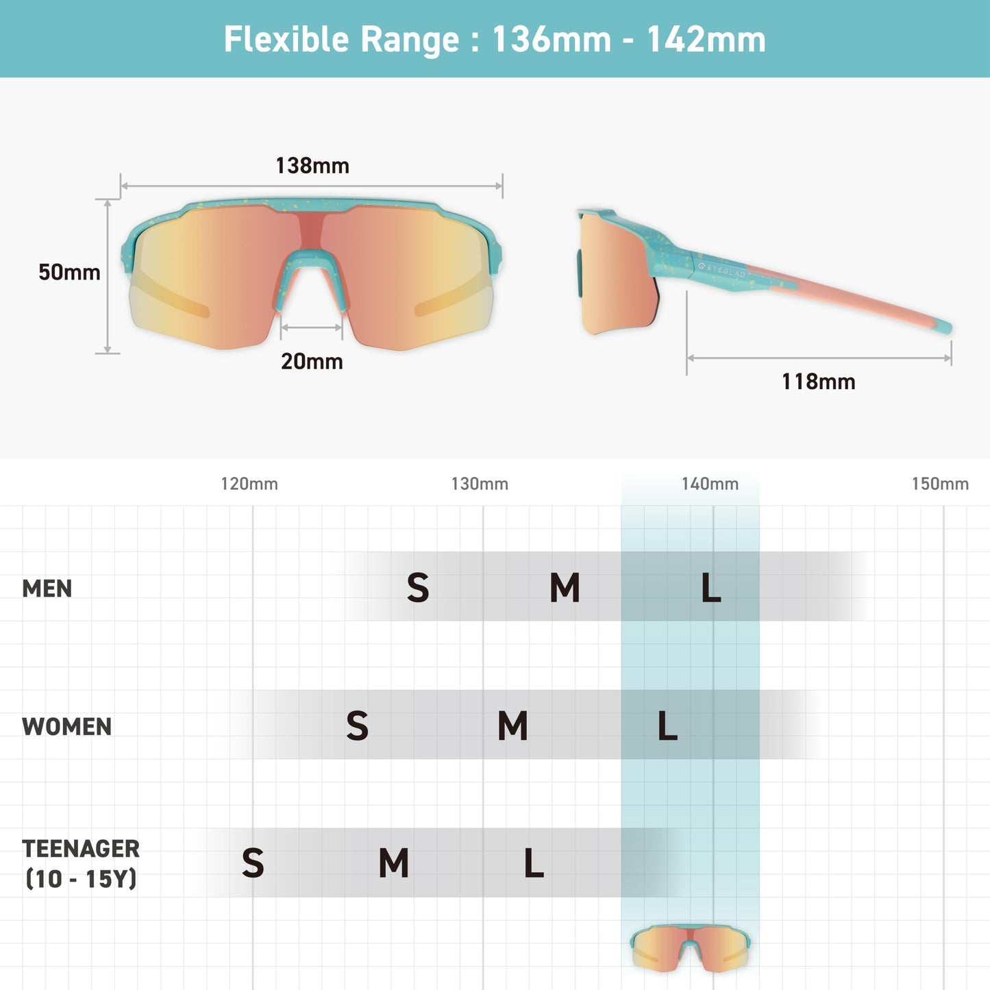 EYEGLAD MOTIONVIEW Sports Sunglasses Outdoor HD High Contrast UV400 Running Baseball Softball Sports Eco-friendly (Milky Blue)