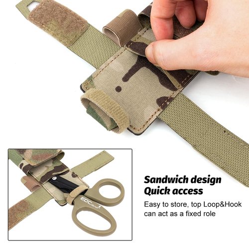 Tactical Tourniquet & Scissor Holder Molle Pouch - Medical Shears Trauma IFAK Holster (Camo)
