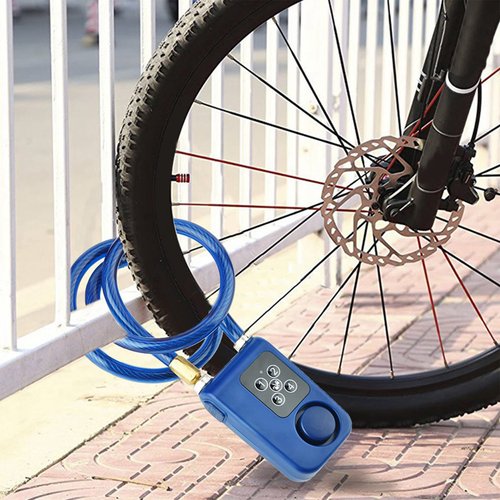 Chain Lock for Bike with Alarm, Y787 Smart Alarm Lock Waterproof AntiTheft Motorcycle Chain Lock for Scooter/Stroller/Gate Blue