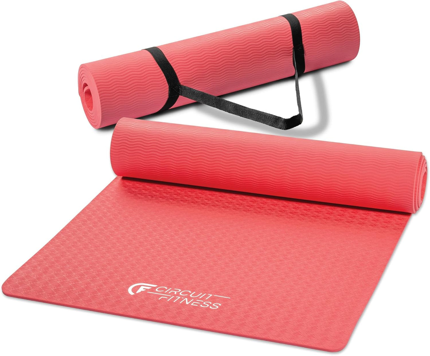 Circuit Fitness by Marcy Non-Slip Multi-Purpose Exercise Yoga Mats with Carrying Strap Multi-Thickness, Multi-Color Options