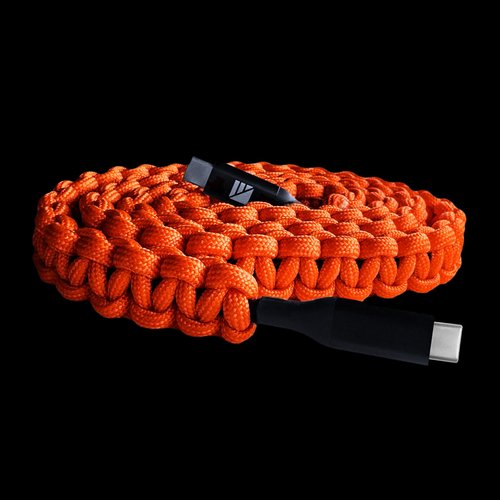 Dark Energy USB C to USB C Paracord Cable - Fast Charging Cable - Durable Nylon Fiber Cover (96W, Orange)