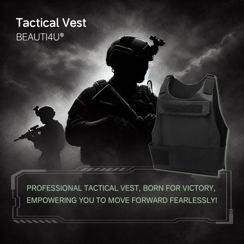 BEAUTI4U DURABLE CORDURA TACTICAL MILITARY VEST FOR MEN - ADJUSTABLE AIRSOFT VEST WITH MULTIFUNCTIONAL POCKETS, IDEAL FOR OUTDOOR TRAINING, HUNTING, AND COSPLAY