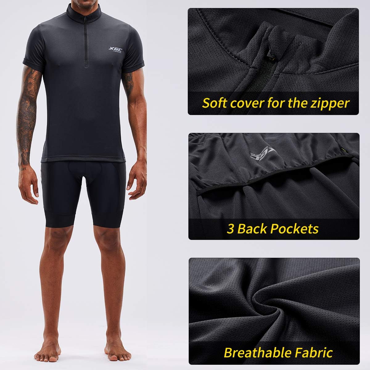 XGC Men's Short/Long Sleeve Cycling Jersey Bike Jerseys Cycle Biking Shirt with Quick Dry Breathable Fabric